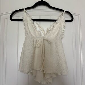 Trimmed White Flowy Top